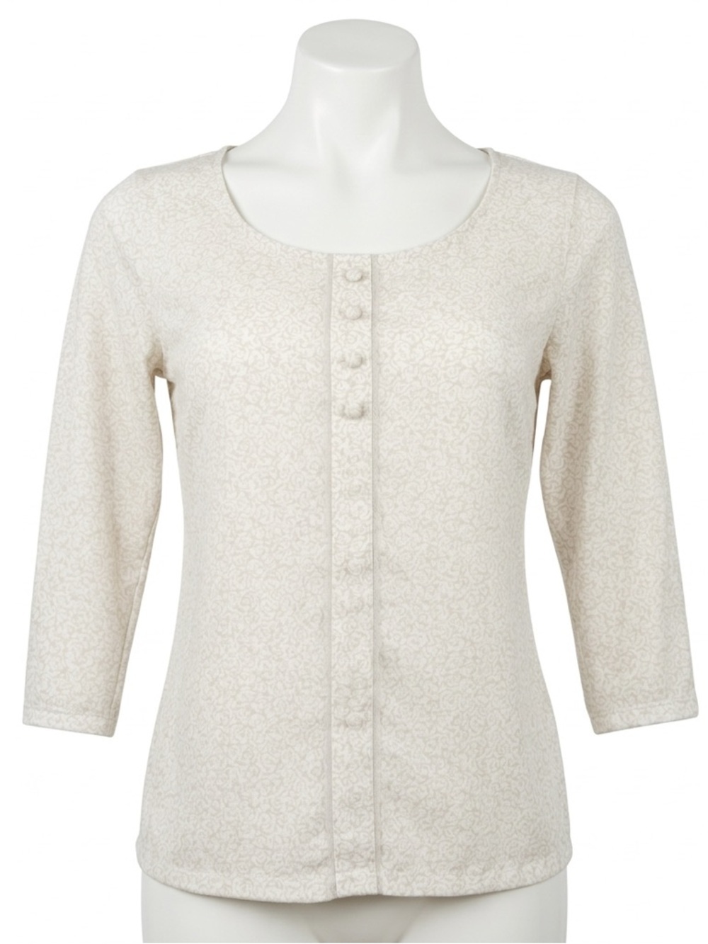 LC Lauren Conrad Cream Floral Button Front 3/4 Sleeve Top XS
